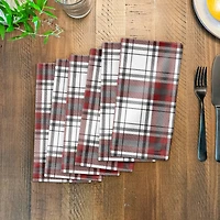 Red Gray Plaid 10x10 Cotton Twill Napkin