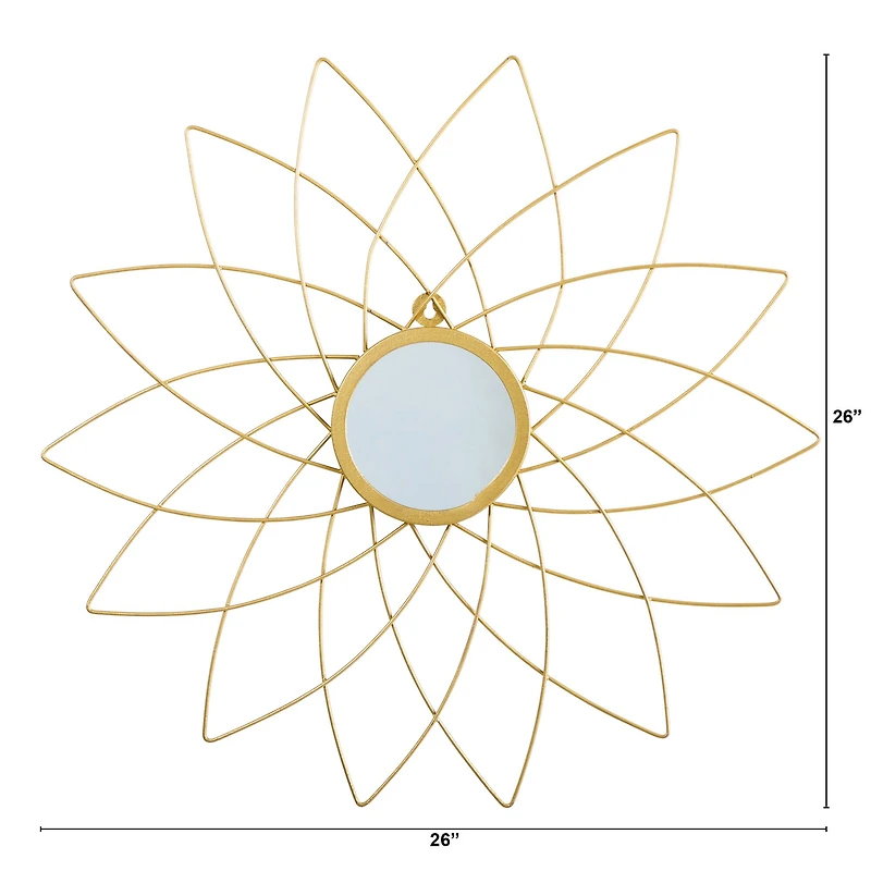 26" Gold Metal Flower Accent Wall Mirror