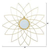 26" Gold Metal Flower Accent Wall Mirror