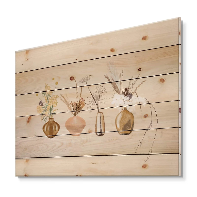 Designart - Bouquets Of Wildflowers In Gold Vases II