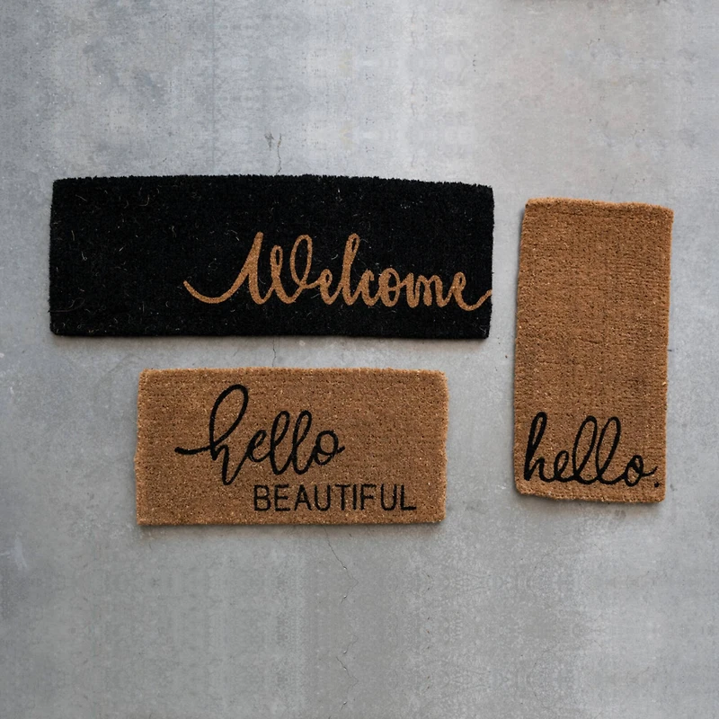 Hello Honey® Black Natural Coir Welcome Step Doormat