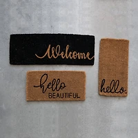 Hello Honey® Black Natural Coir Welcome Step Doormat
