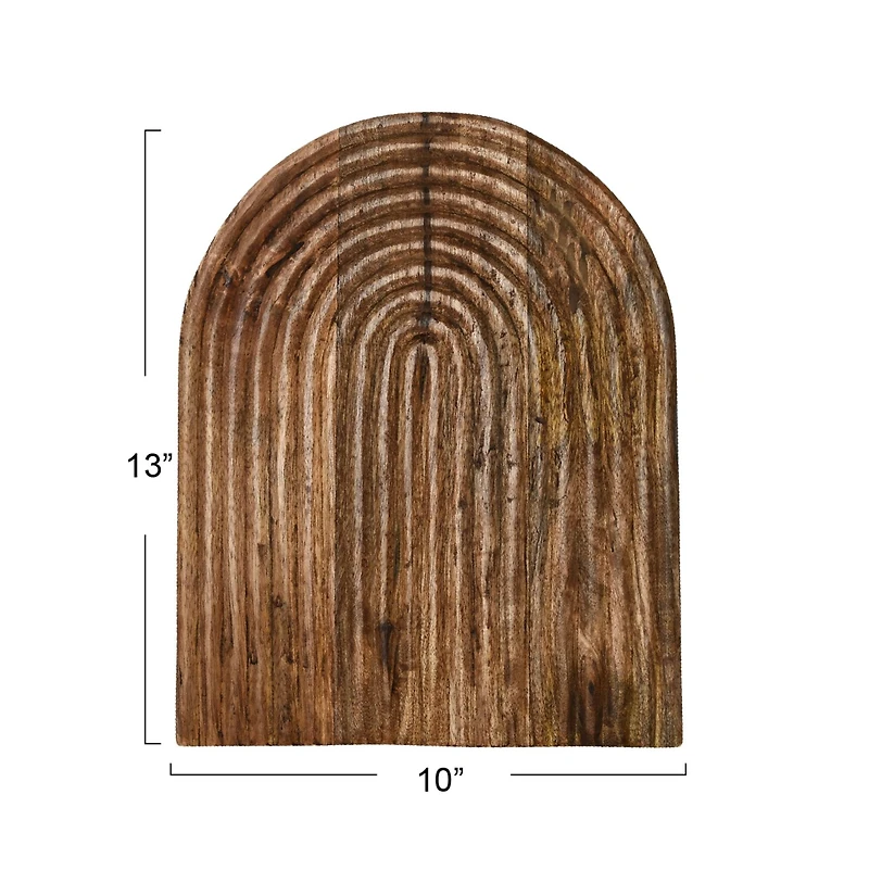 Hello Honey® 13" Natural Carved Arch Mango Wood Serving Board