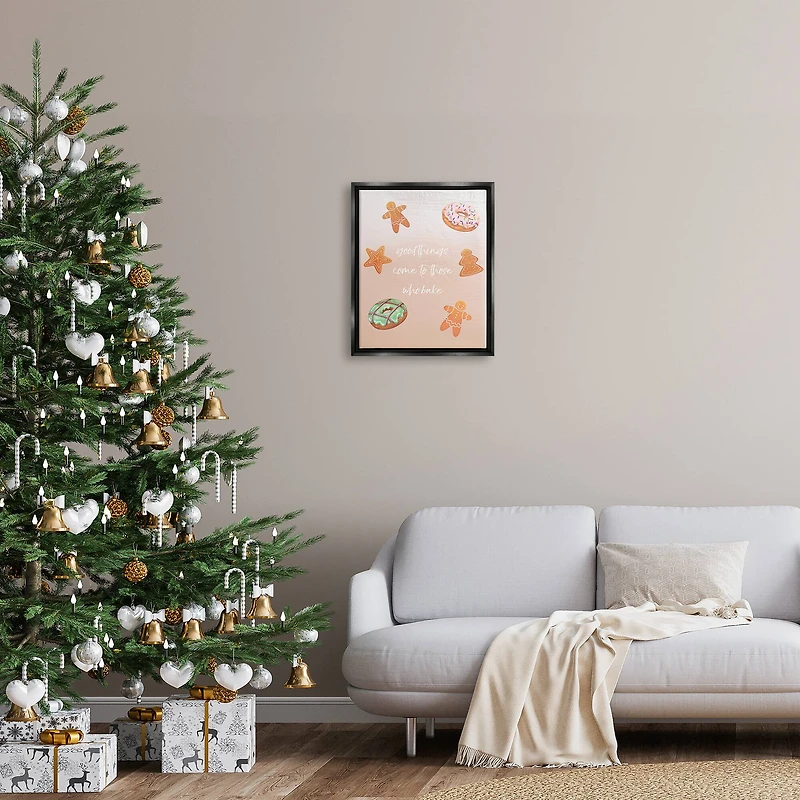 Stupell Industries Those Who Bake Holiday Cookies Framed Floater Canvas Wall Art