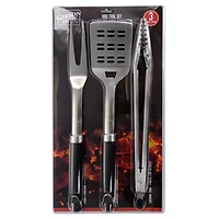 Gibson Home® Silver & Black Sawyer 3 Piece Stainless Steel BBQ Tool Set