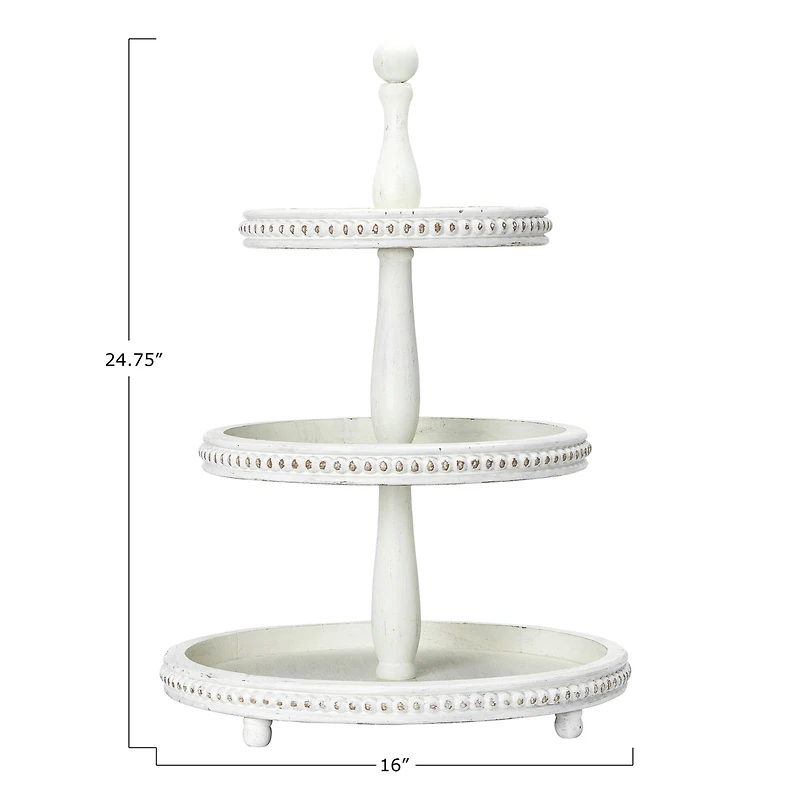 Hello Honey® 24.8" White 3-Tier Decorative Wood Tray