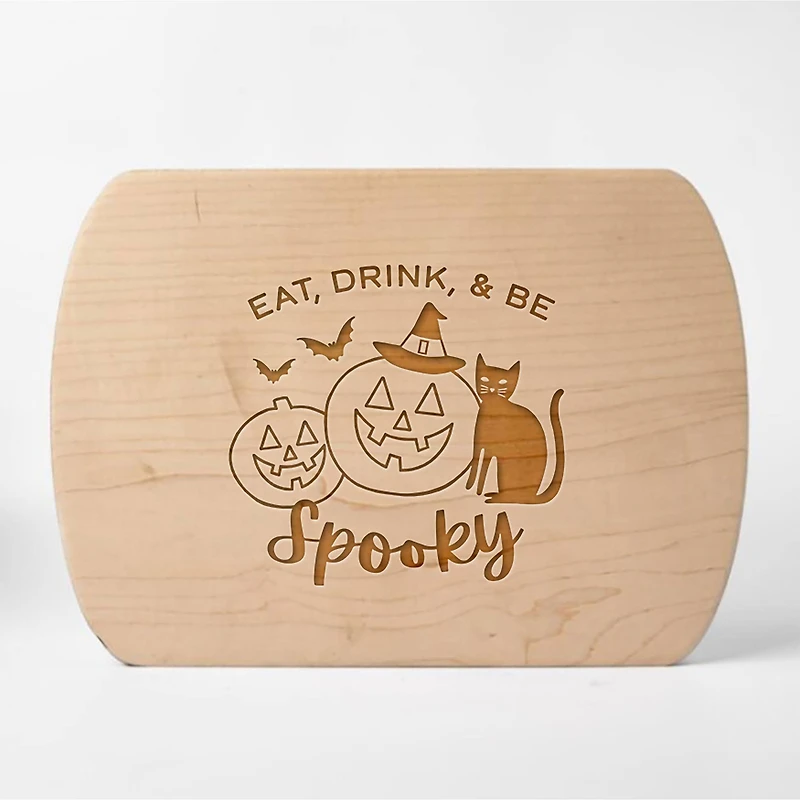Eat Drink and Be Spooky 8" x 11" Maple Oval Cutting Board
