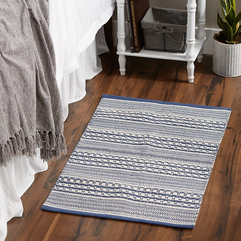 DII® French Blue Dobby Stripe Hand-Loomed Rug, 2ft. x 3ft.
