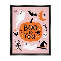 Stupell Industries Boo to You Halloween Elements Framed Floater Canvas Wall Art