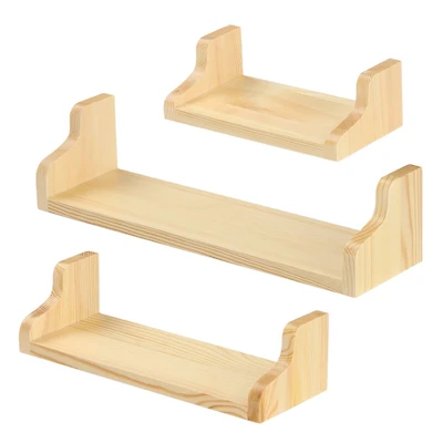 NEX™ Pale Yellow Rustic Wood Floating Shelves Set with Metal Brackets