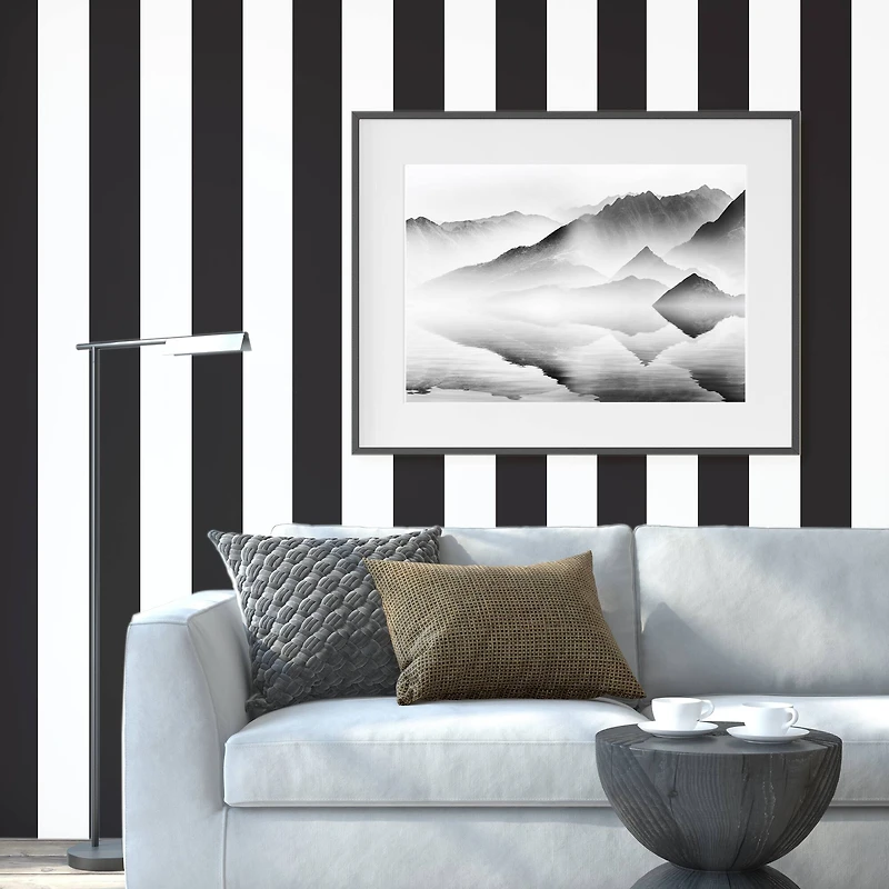 Simplify Black & White Striped Adhesive Wallpaper