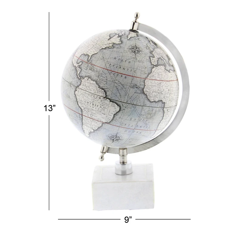 13" White Ceramic & Metal Contemporary Globe