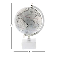 13" White Ceramic & Metal Contemporary Globe