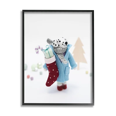 Stupell Industries Dalmatian Christmas Stocking Scene Framed Giclee Art