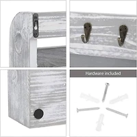 NEX™ Gray White Wood Wall Mounted Mail & Key Holder