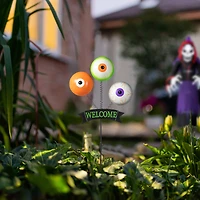 Glitzhome® 35.25" Halloween Metal "WELCOME" Spring Eyeballs Yard Stake
