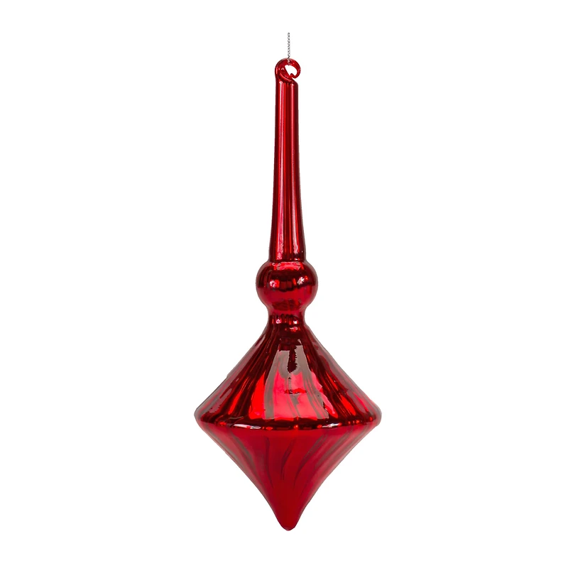 6 Pack 10.5" Red Finial Glass Ornaments