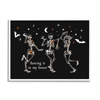 Stupell Industries 16" x 20" Dancing is in My Bones Skeletons White Framed Giclée Art