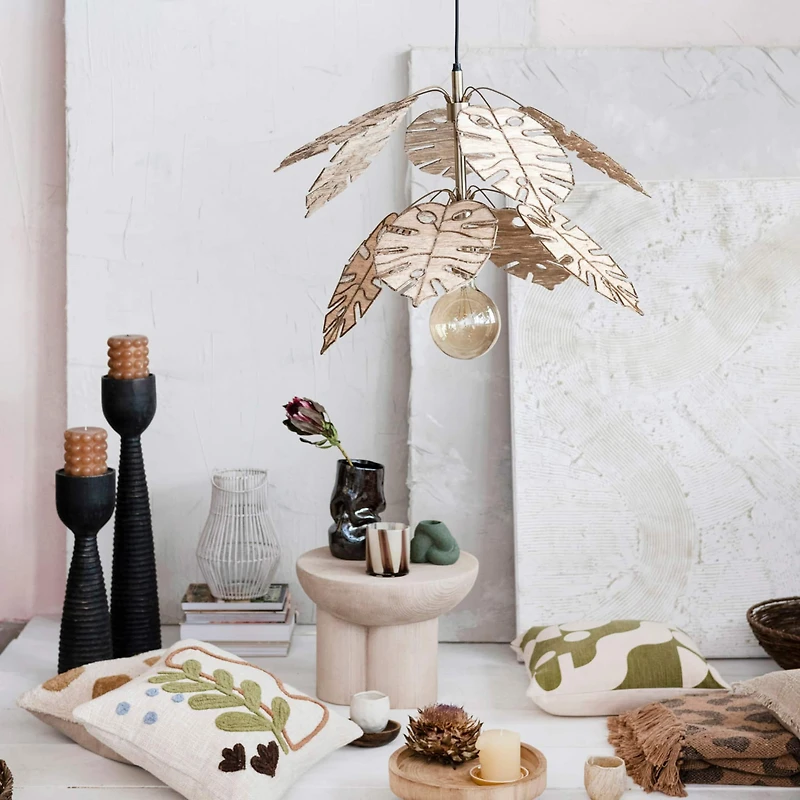 Hello Honey® 28" Black Hand-Carved Mango Wood Ribbed Candle Holder