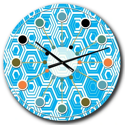 Designart 'Retro Hexagon Pattern Vii Mid-Century Modern Wall Clock