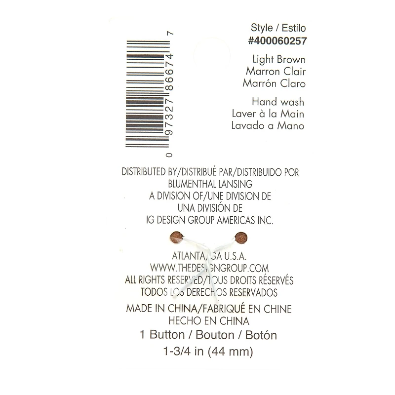 Organic Elements 1 3/4" Oval Light Brown Wood Button