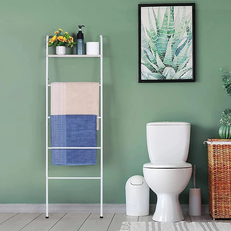 NEX™ 5-Tier White Ladder Towel & Blanket Holder Rack