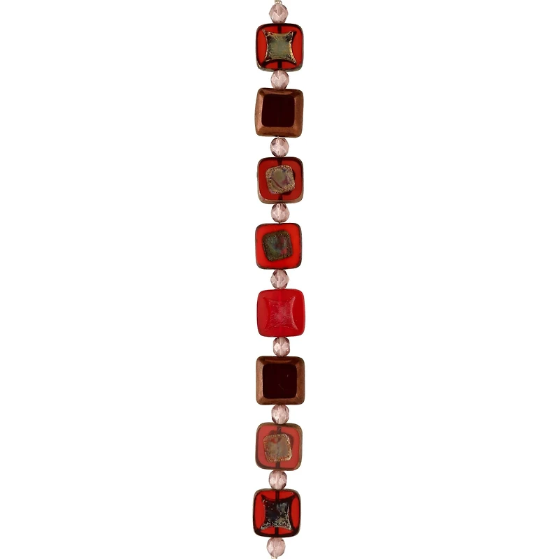 Red Squares Czech Glass Bead Mix by Bead Landing™