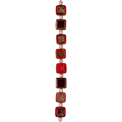 Red Squares Czech Glass Bead Mix by Bead Landing™