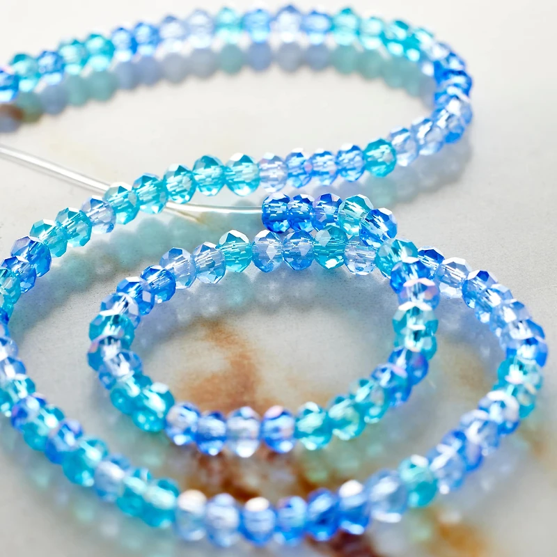 12 Pack: Blue Mix Rondelle Glass Beads, 3mm by Bead Landing™
