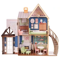 KidKraft Modern Charm Wooden Dollhouse with Open & Close Front & 7 Accessories
