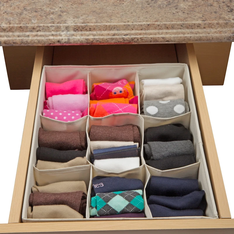 Simplify Faux Jute Medium Square Compartment Drawer Organizer, 2ct.