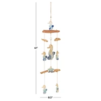 41" Blue Ombre Ceramic Starfish & Seahorse Windchime with Driftwood Accents