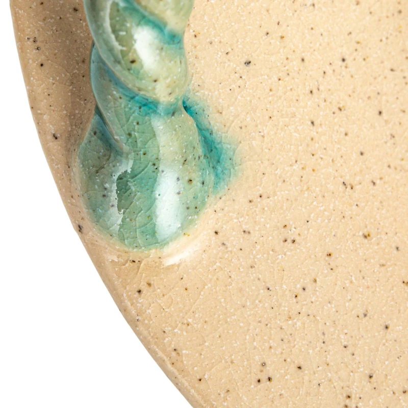 Hello Honey® 19" Cream & Blue Oval Terra Cotta Platter with Braided Handles