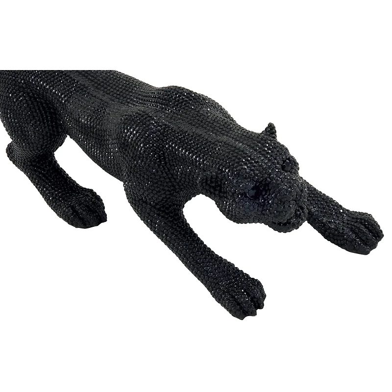 42" Black Polystone Glam Leopard Sculpture