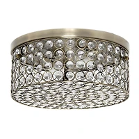 Lalia Home 12" Antique Brass Glam 2-Light Round Flush Mount