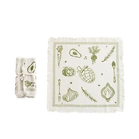 Hello Honey® Green Vegetable Cotton & Linen Napkins with Fringe, 4ct.