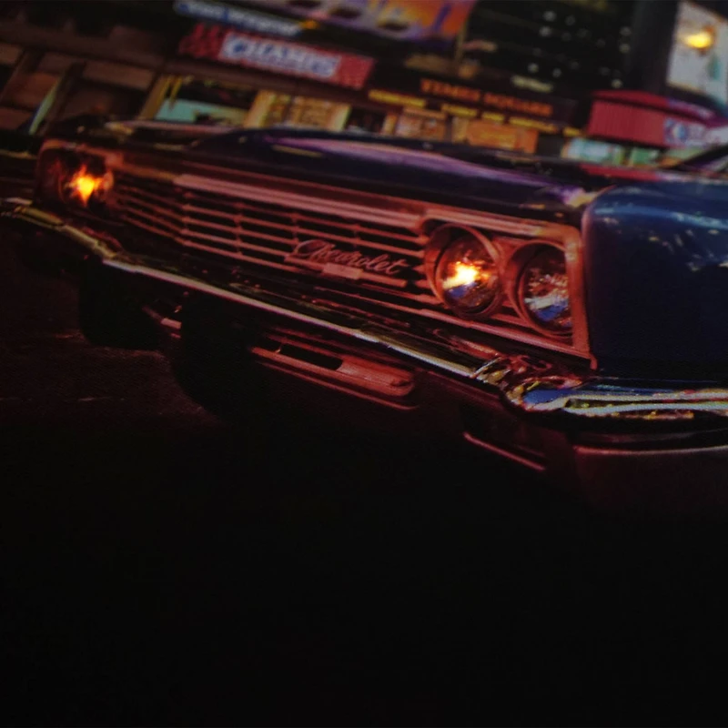 LED Lighted NYC Times Square with Classic Chevrolet Wall Art