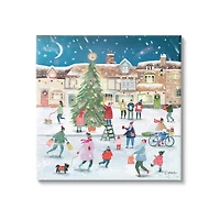 Stupell Industries Christmas Tree Town Scene Canvas Wall Art