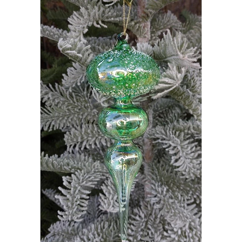 Wizardi 8.7" Christmas Green Spire Glass Ornament