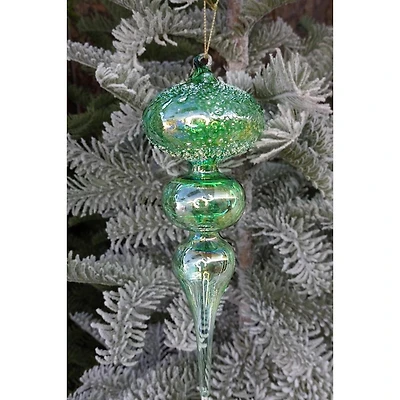 Wizardi 8.7" Christmas Green Spire Glass Ornament