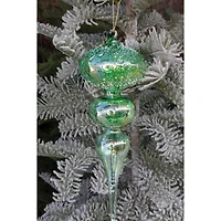 Wizardi 8.7" Christmas Green Spire Glass Ornament