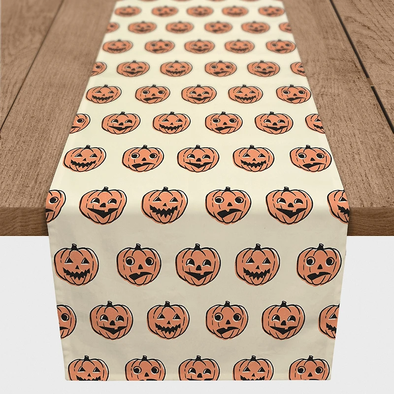 90" Trick or Treat Pumpkins Poly Twill Table Runner