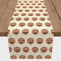 90" Trick or Treat Pumpkins Poly Twill Table Runner