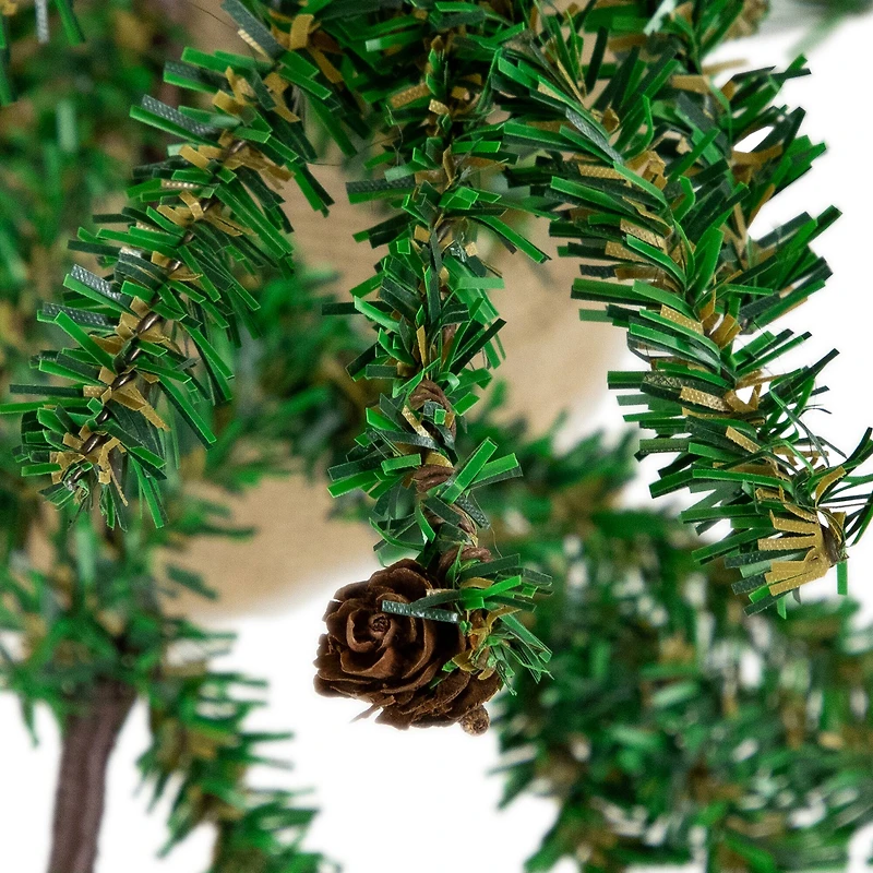 4ft. Unlit Medium Pine Artificial Christmas Tree with Pinecones in Burlap Base