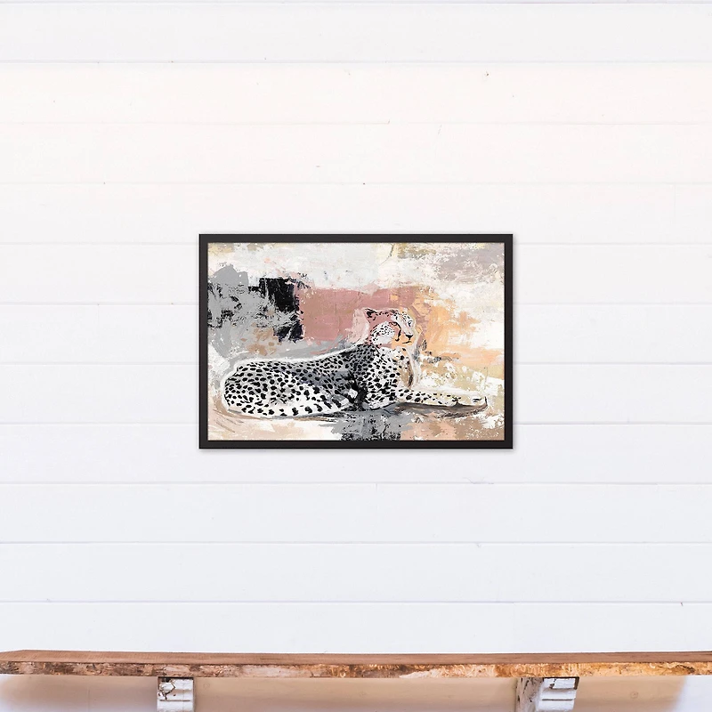 Jungle Cat Abstract 20" x 30" Black Framed Canvas