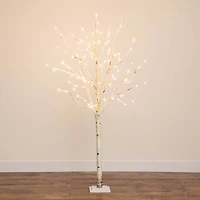 6ft. Pre-Lit White Birch Artificial Christmas Tree, Warm White LED Lights