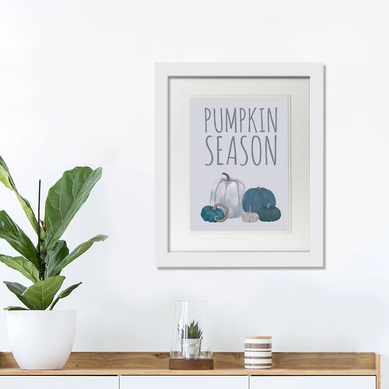 Pumpkins Blue White Framed Print Under Plexiglass