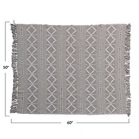 Hello Honey® Gray Recycled Cotton Jacquard Throw Blanket with Fringe