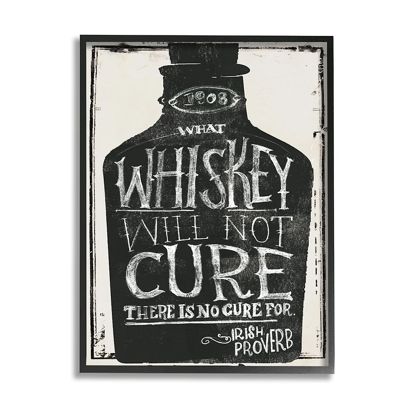 Stupell Industries Distressed Rustic What Whiskey Won't Cure Phrase in Frame Wall Art