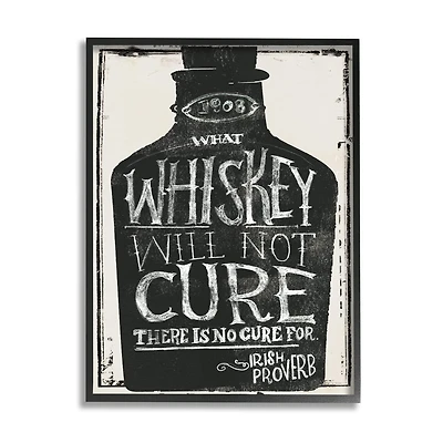 Stupell Industries Distressed Rustic What Whiskey Won't Cure Phrase in Frame Wall Art